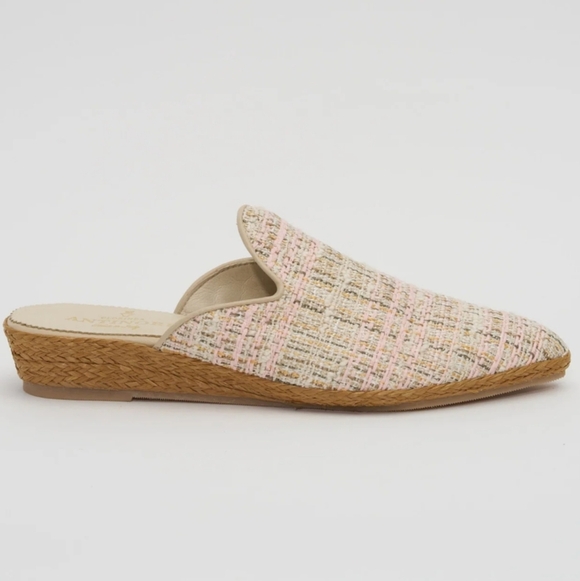 CLORINDA ANTINORI The Luna Gaelle Rosa pink and cream tweed mules size 8 - Picture 16 of 16